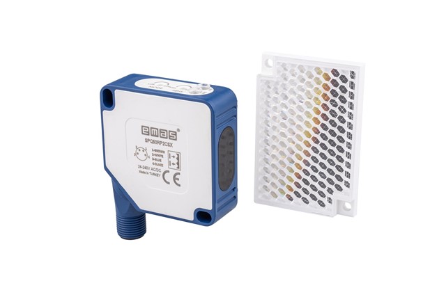 Plastic Retro Reflection Relay Output 7m with LED M12*4 Connector 50 mm Square Photoelectric Sensor